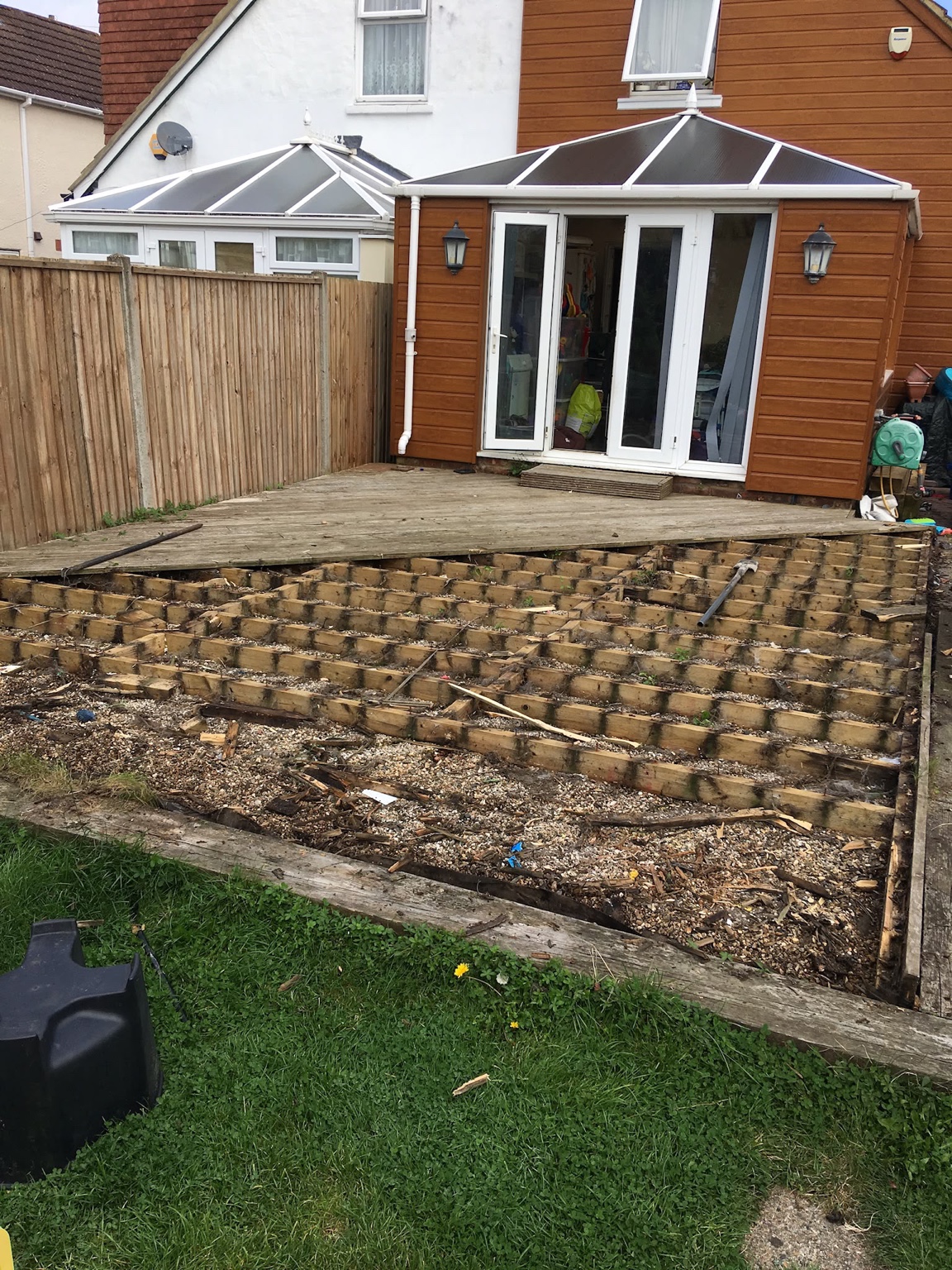 Before: the old decking opened up