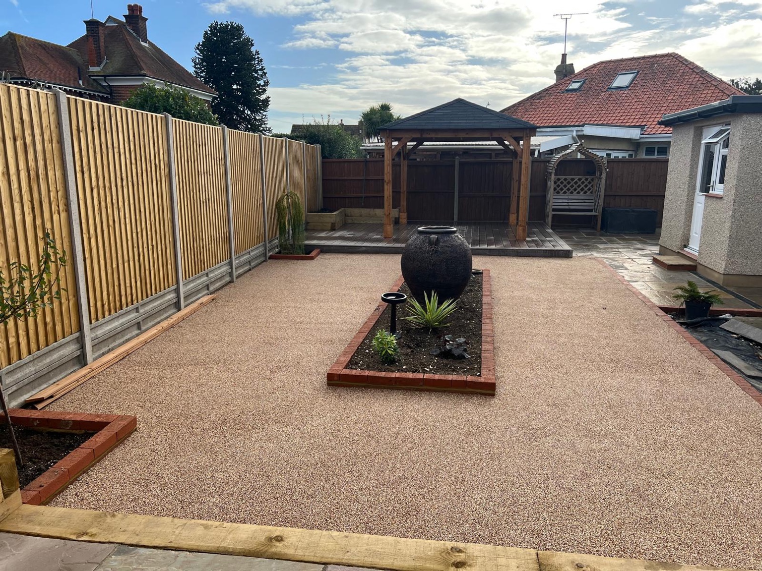 The deck within the wider garden