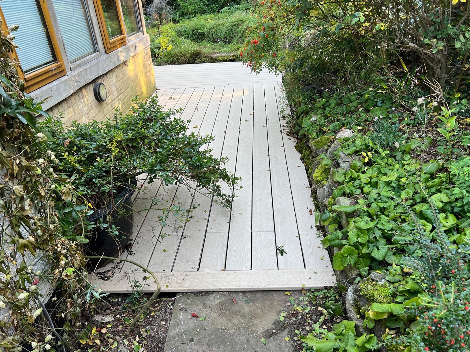 Decking beside the planted border